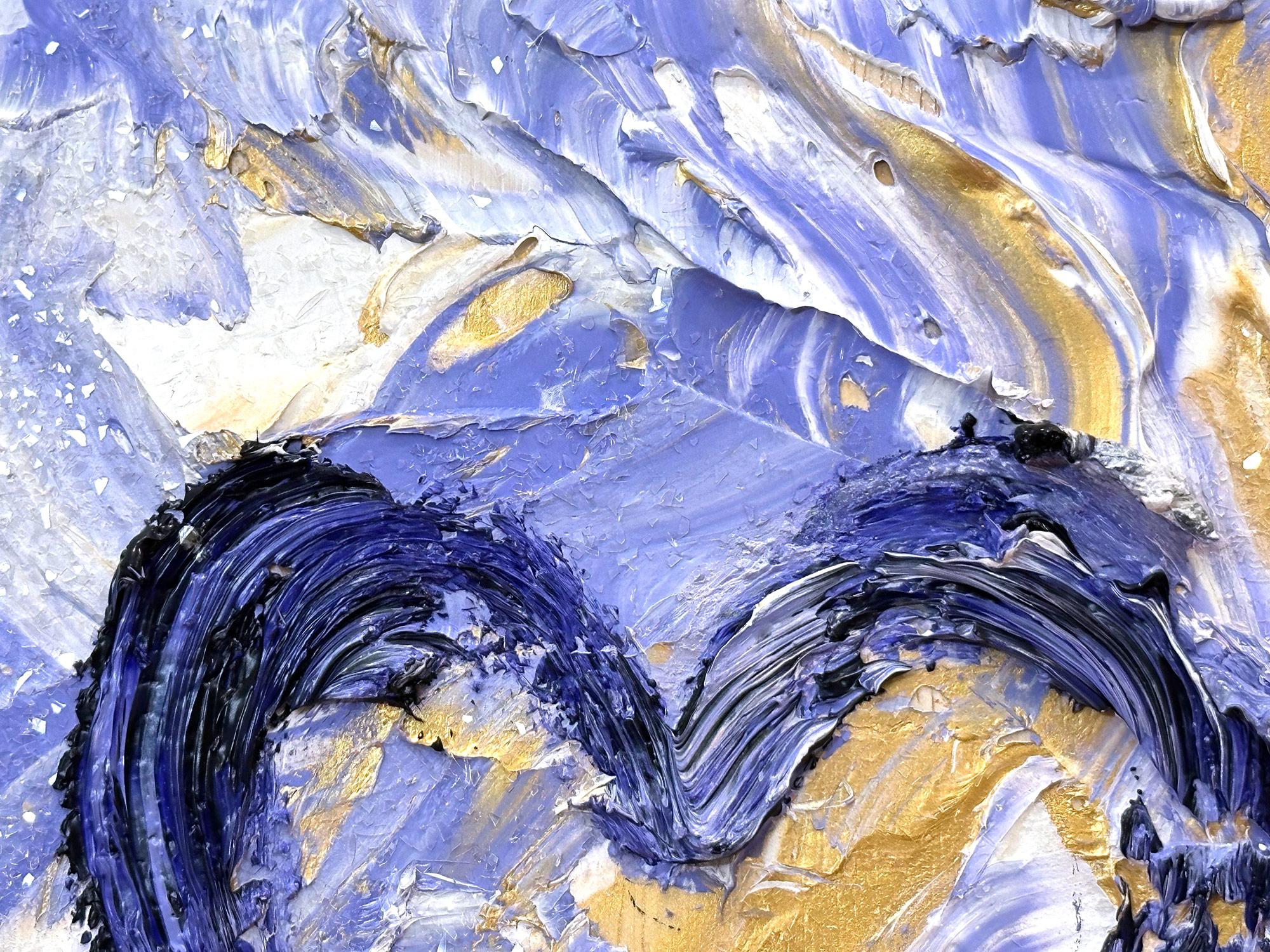 „My Baroque Lavender Heart“ Buntes Pop-Art-Ölgemälde, Weißes Floater-Rahmen im Angebot 3
