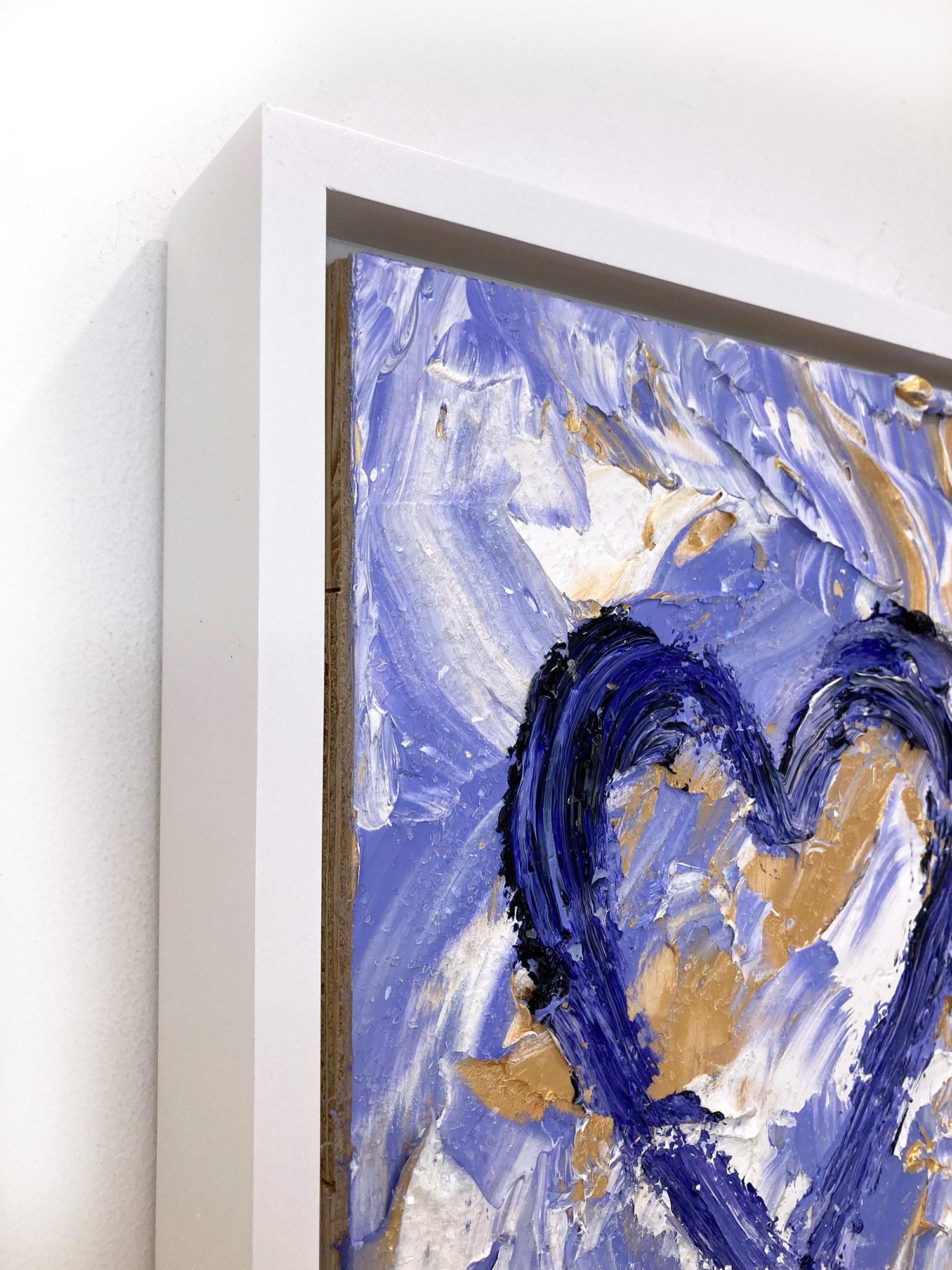 „My Baroque Lavender Heart“ Buntes Pop-Art-Ölgemälde, Weißes Floater-Rahmen im Angebot 5