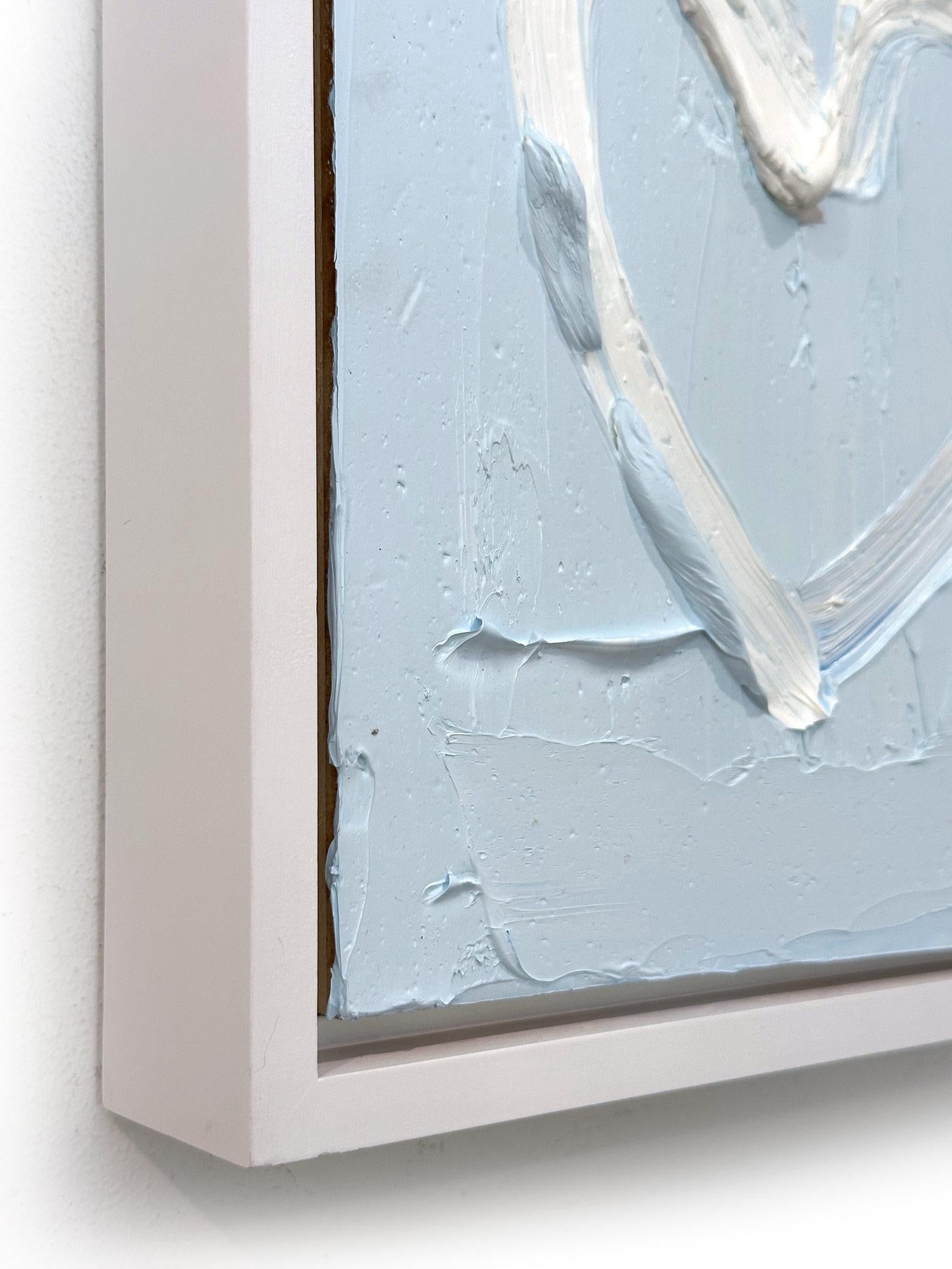 « My Behind Blue Eyes Heart », peinture à l'huile pop art bleue avec cadre flottant blanc 6