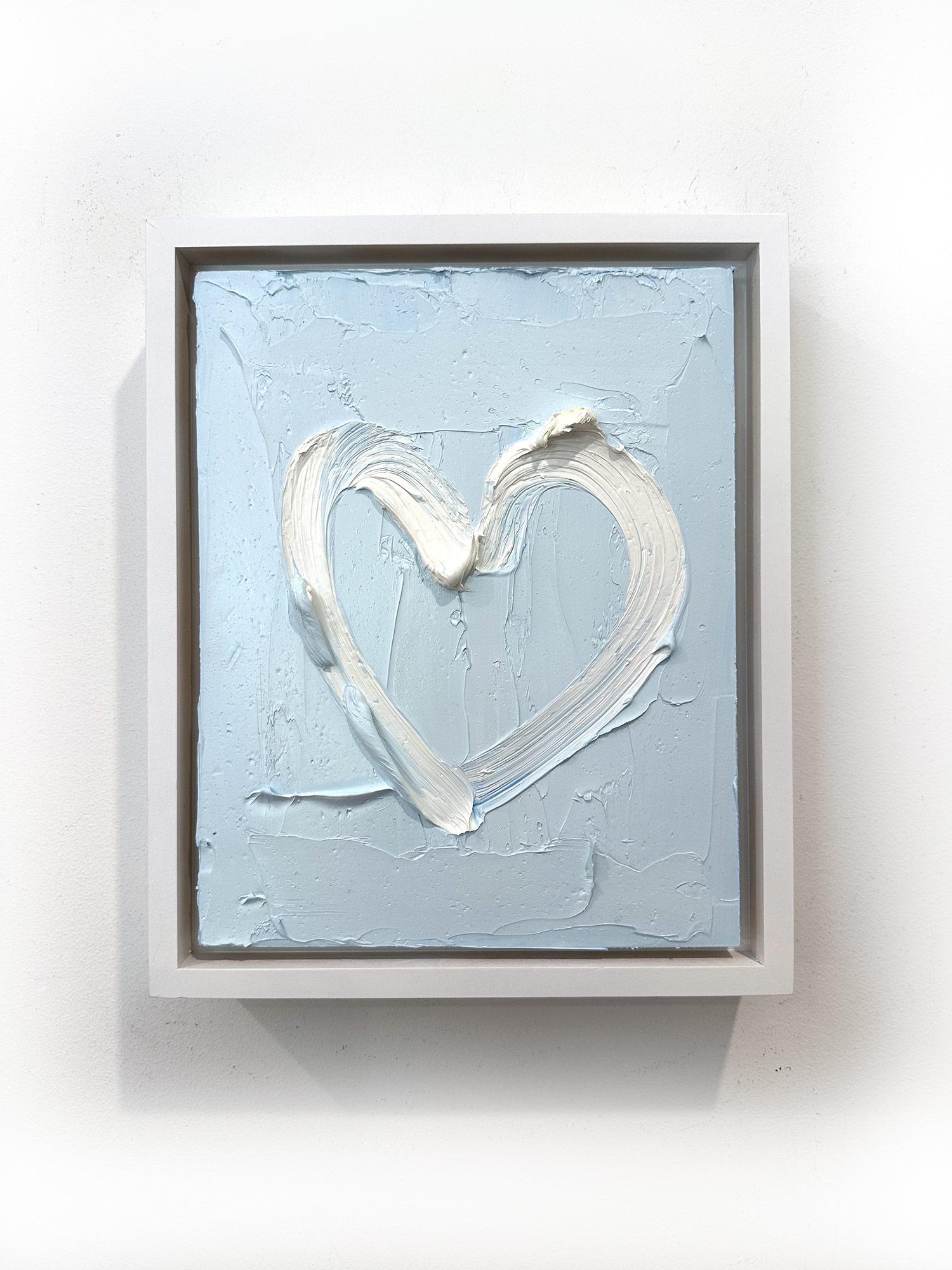 « My Behind Blue Eyes Heart », peinture à l'huile pop art bleue avec cadre flottant blanc 11