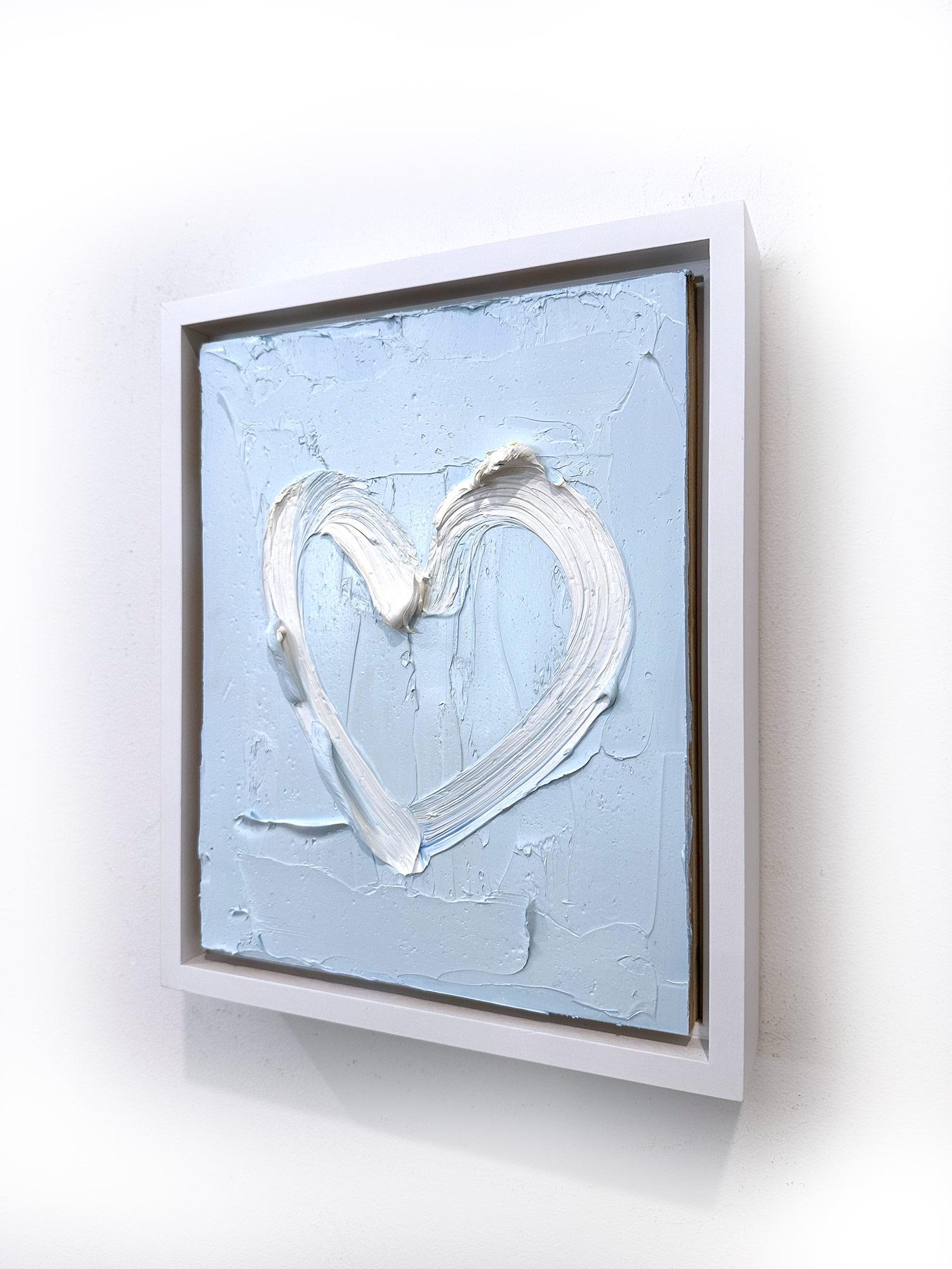 « My Behind Blue Eyes Heart », peinture à l'huile pop art bleue avec cadre flottant blanc 12