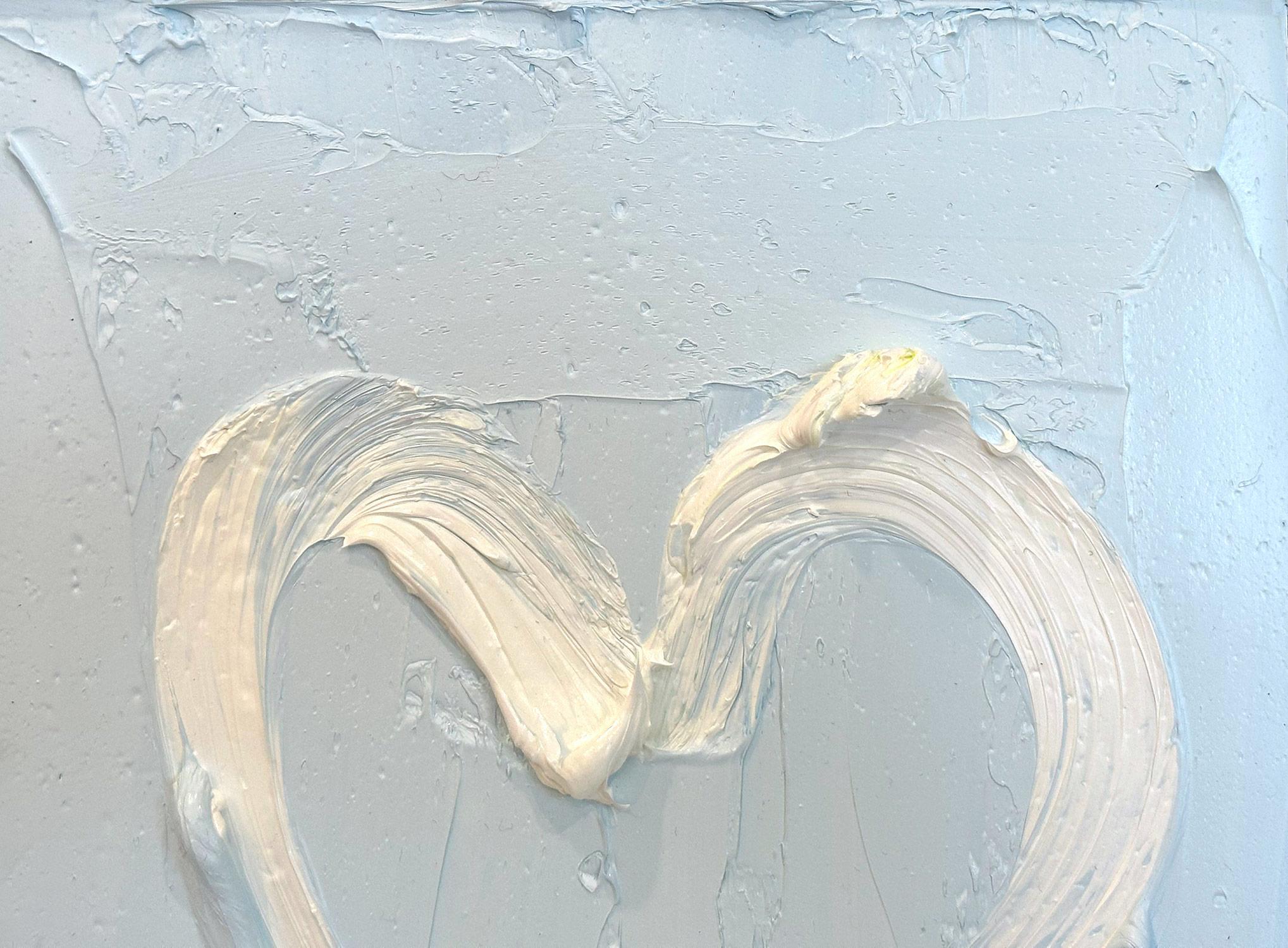 « My Behind Blue Eyes Heart », peinture à l'huile pop art bleue avec cadre flottant blanc - Contemporain Painting par Cindy Shaoul