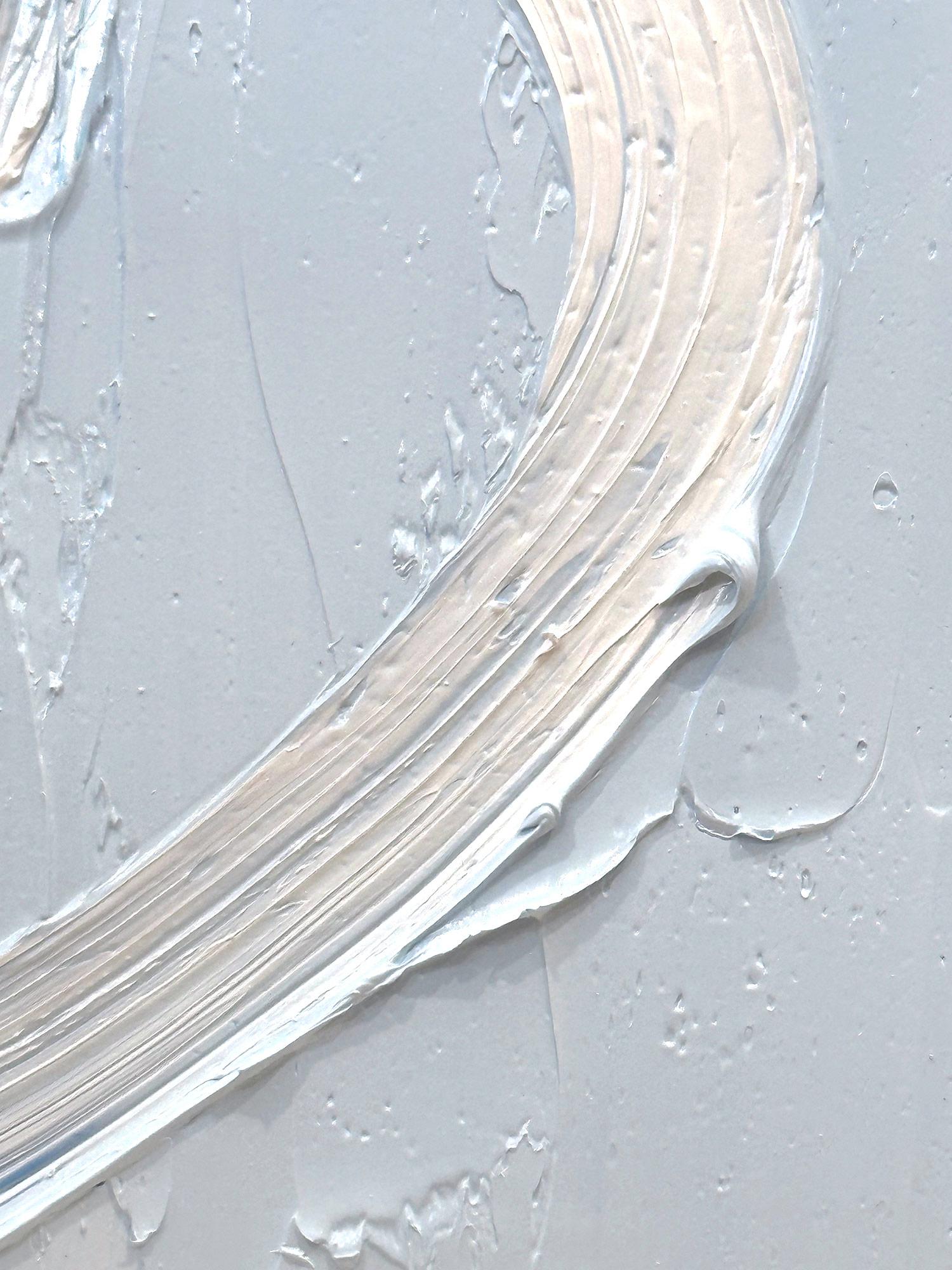 « My Behind Blue Eyes Heart », peinture à l'huile pop art bleue avec cadre flottant blanc 4