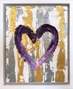 Peinture à l'huile Pop Art « My Bergdorf Goodman Heart » avec cadre flottant blanc