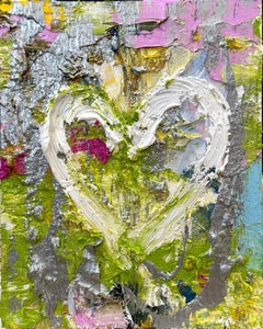 "My Beverly Hills Hotel Heart" Colorful Pop Art Oil Painting White Floater Frame