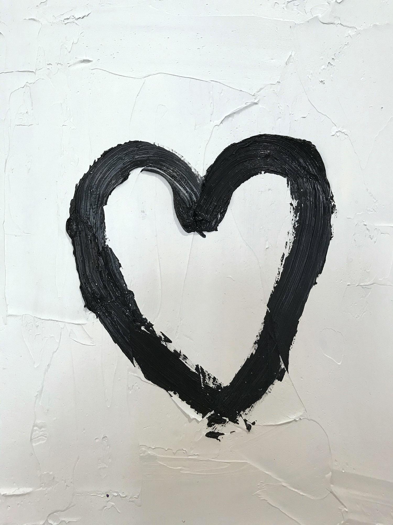 black and white heart painting