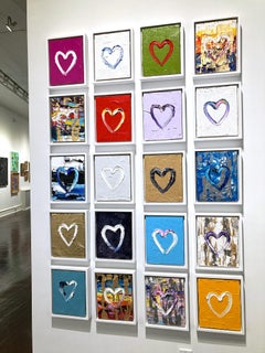 "My Black Diamond Heart" Colorful Contemporary Pop Oil Painting w Floater Frame