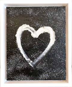 "My Black Diamond Heart" Colorful Contemporary Pop Oil Painting w Floater Frame