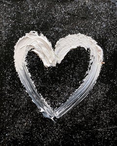 "My Black Diamond Heart " Contemporary Pop Art Oil Painting w Floater Frame