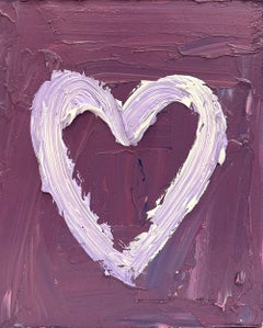 "Mi corazón de frambuesa negra" Pintura al óleo Pop Art sobre madera con marco flotante blanco