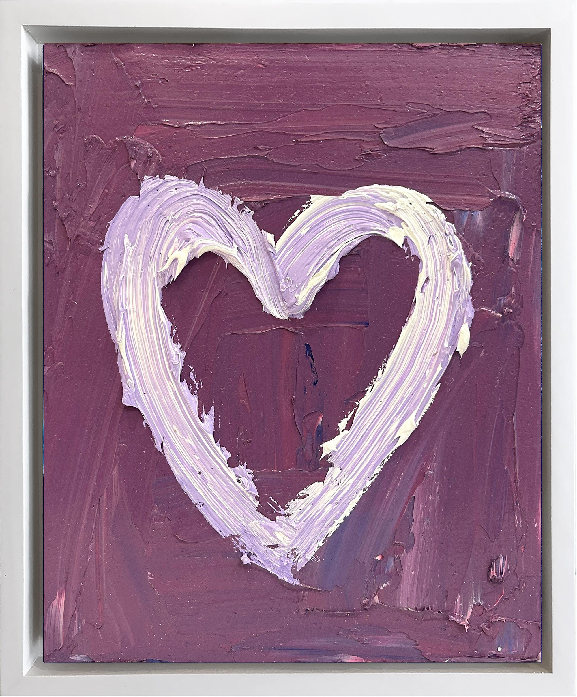 Cindy Shaoul Abstract Painting - "My Black Raspberry Heart" Pop Art Oil Painting on Wood w White Floater Frame