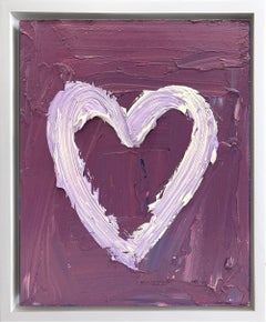 "Mi corazón de frambuesa negra" Pintura al óleo Pop Art sobre madera con marco flotante blanco