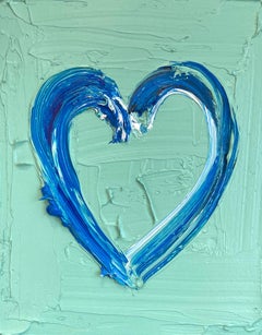 "My Emerald Teal Birkin Heart" Pop Art Oil Painting on Wood White Floater Frame