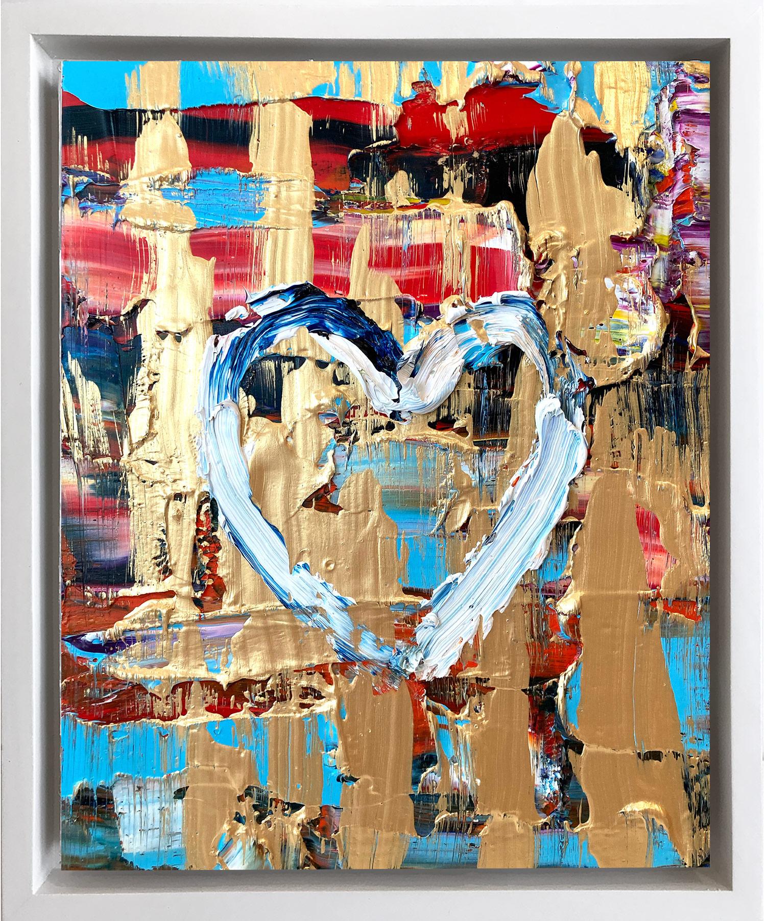 Cindy Shaoul Figurative Painting - "My Cosmopolitan Heart" Contemporary Oil Painting Framed w Floater Frame