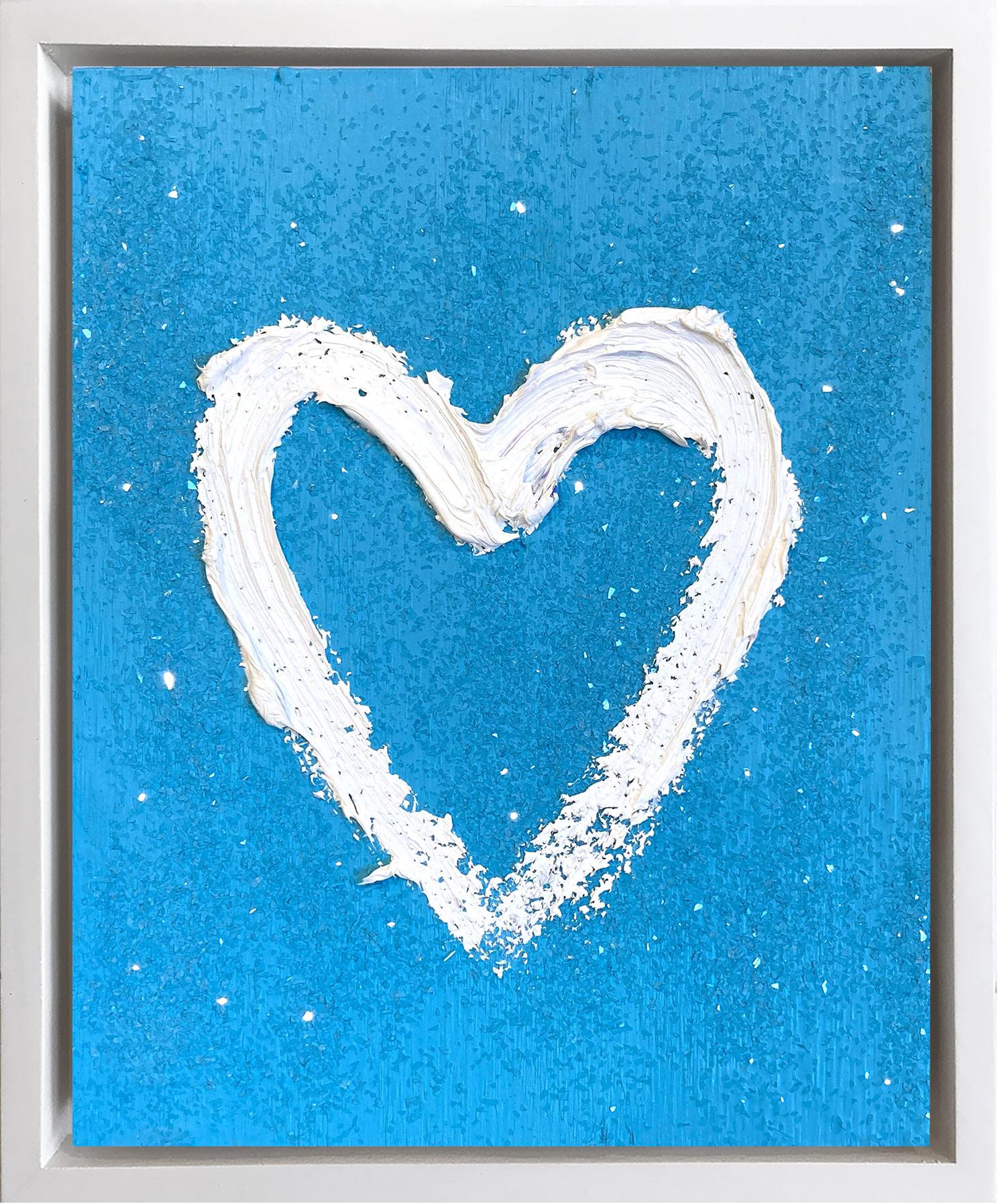 Cindy Shaoul Abstract Painting - "My Breakfast at Tiffanys Heart " Contemporary Pop Oil Painting w Floater Frame