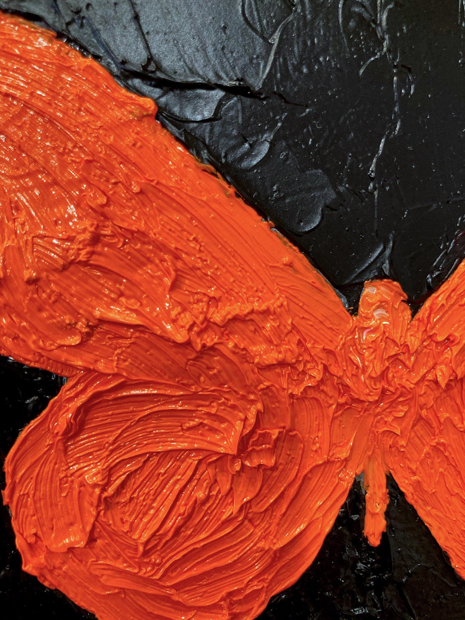 Motivated by bold color and fast brushwork, we are moved by the simplicity and thick textured oil paints in these works. Shaoul’s “My Butterfly Collection” is a vibrant and energetic display of transformation encapsulated, leaving us with