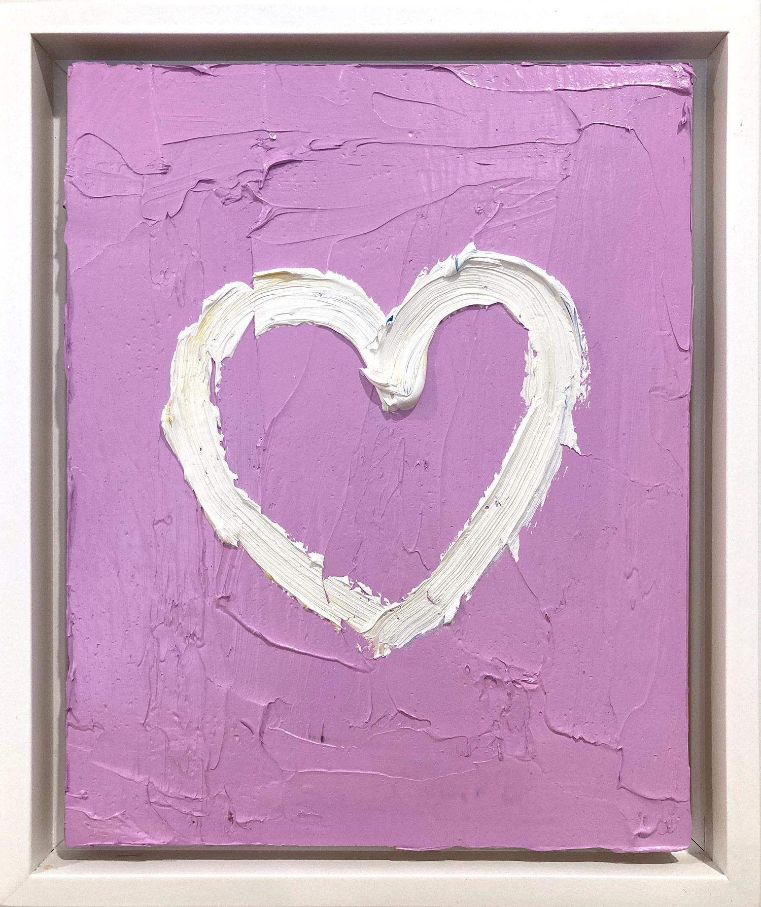 Cindy Shaoul Figurative Painting - "My Bubble Gum Pink Heart" Contemporary Oil Painting Framed with Floater Frame