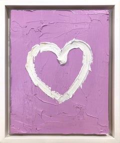 "My Bubble Gum Pink Heart" Contemporary Oil Painting Framed with Floater Frame