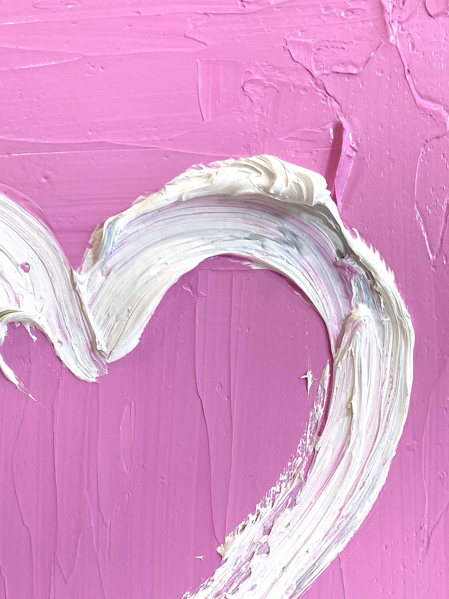 „My Bubble Gum Pink Heart“ Pop, Ölgemälde auf Holz mit weißem Floater-Rahmen (Zeitgenössisch), Painting, von Cindy Shaoul