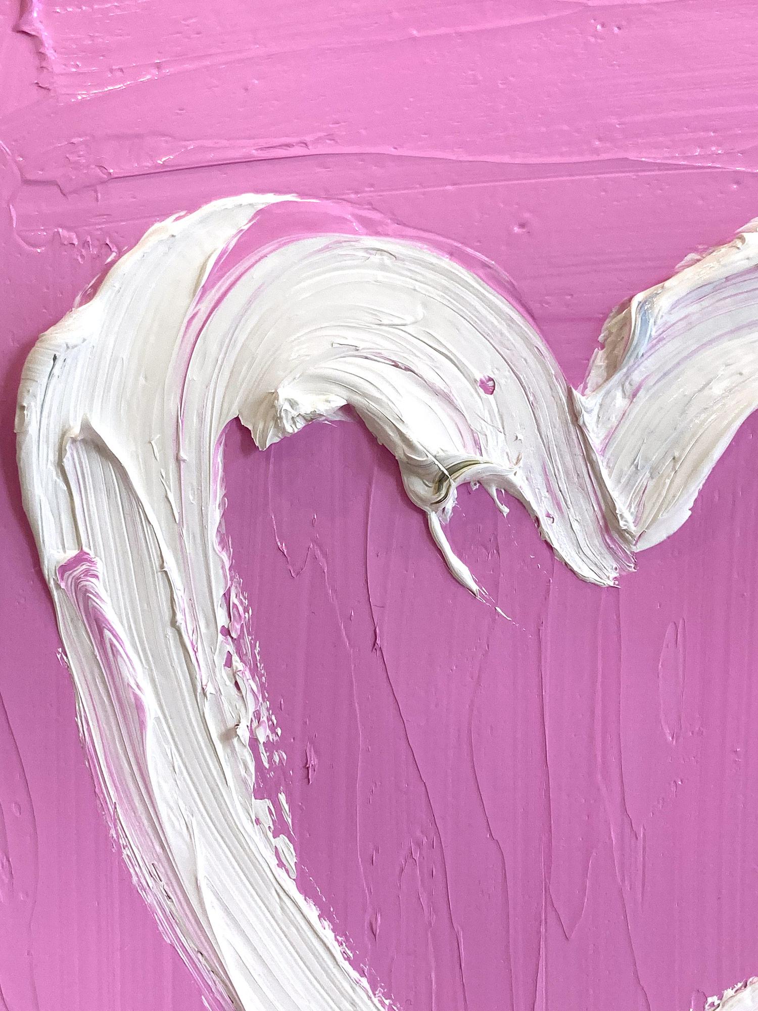 „My Bubble Gum Pink Heart“ Pop, Ölgemälde auf Holz mit weißem Floater-Rahmen (Violett), Abstract Painting, von Cindy Shaoul