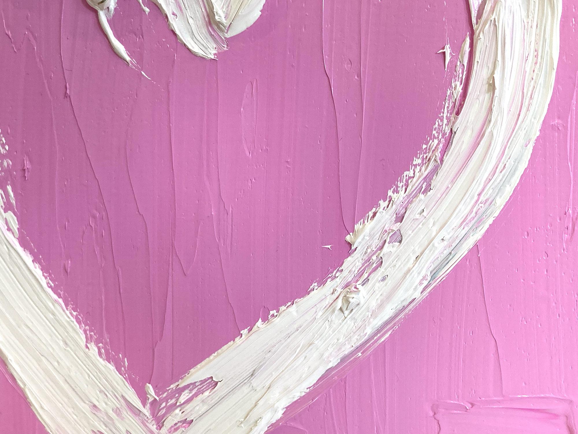 „My Bubble Gum Pink Heart“ Pop, Ölgemälde auf Holz mit weißem Floater-Rahmen im Angebot 1