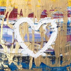 "My Free at Heart" Contemporary Multicolored & Gold Oil Painting on Canvas