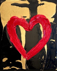 "Mein Calacatta-Goldherz" Zeitgenössisches Pop-Ölgemälde Holz Weißer Schweberahmen