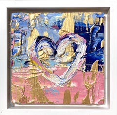 "My Candy Crush Heart" Colorful Abstract Oil Painting with Floater Frame