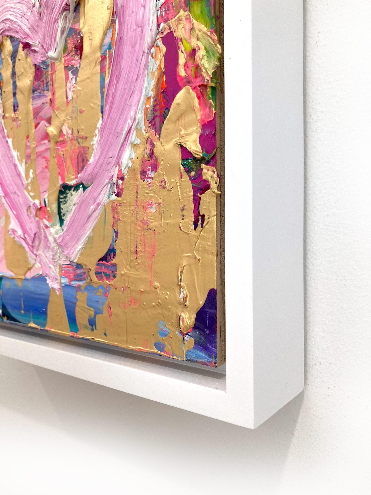 „My Candy Heart“ Buntes Pop-Art-Ölgemälde auf Holz mit weißem Floater-Rahmen im Angebot 5
