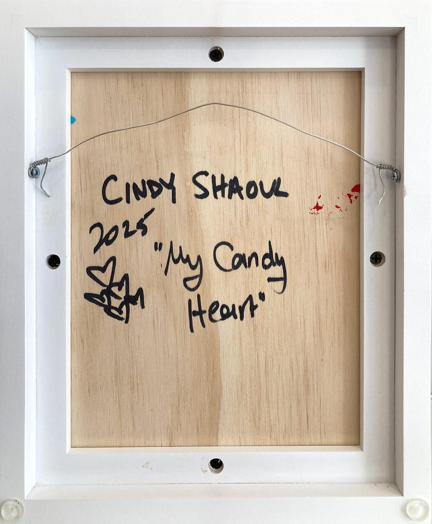 „My Candy Heart“ Buntes Pop-Art-Ölgemälde auf Holz mit weißem Floater-Rahmen im Angebot 6