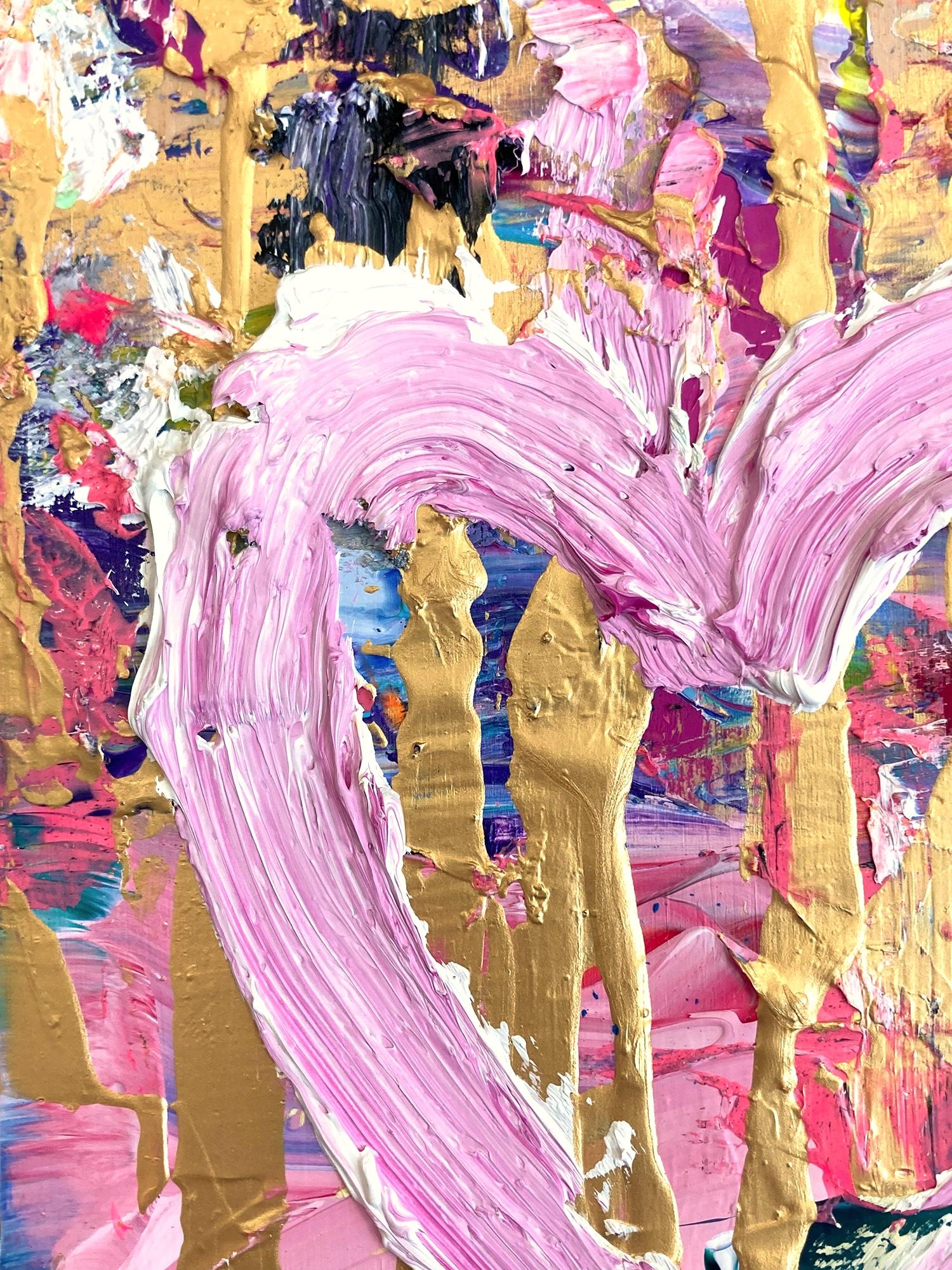 „My Candy Heart“ Buntes Pop-Art-Ölgemälde auf Holz mit weißem Floater-Rahmen (Zeitgenössisch), Painting, von Cindy Shaoul