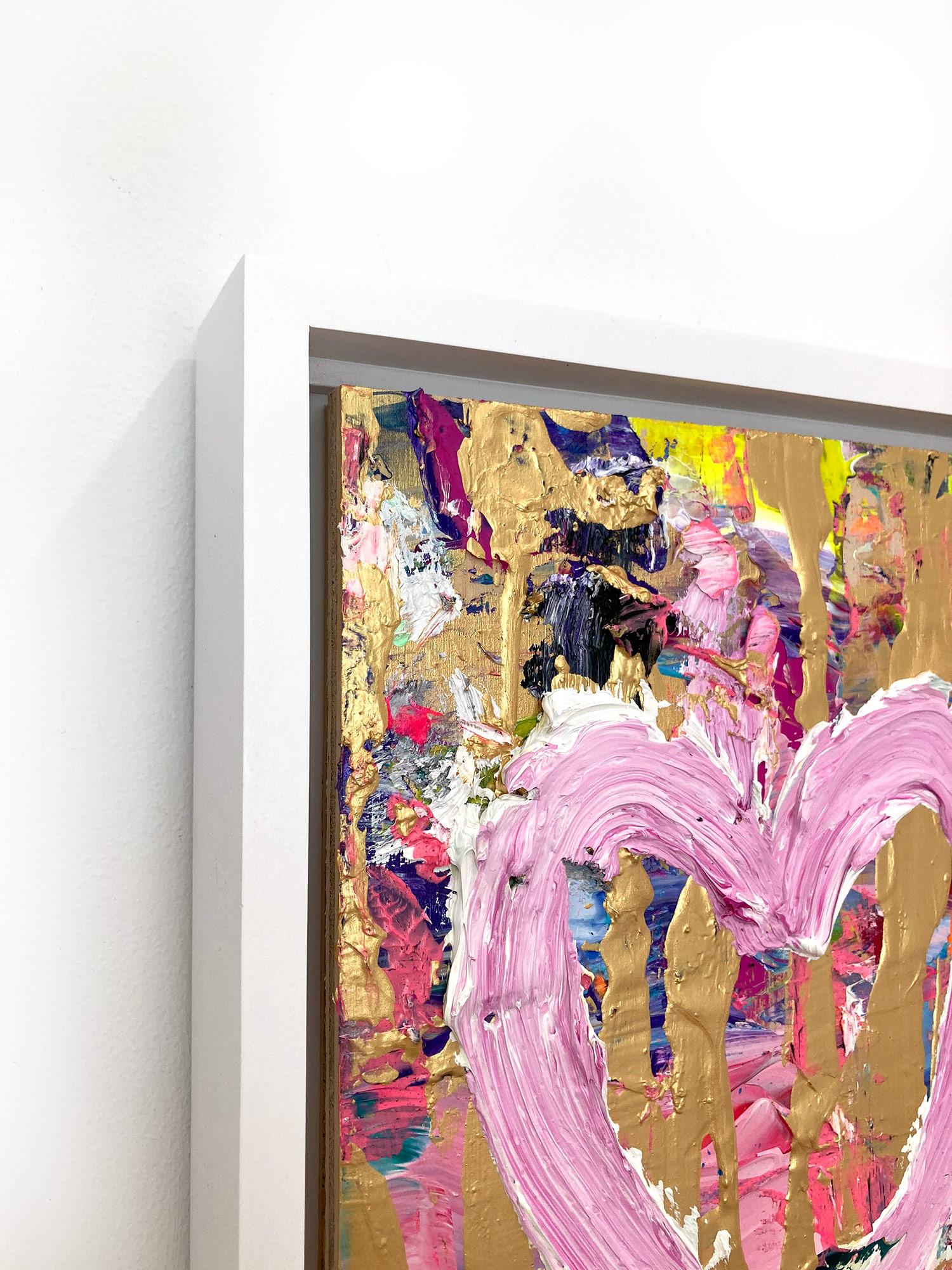 „My Candy Heart“ Buntes Pop-Art-Ölgemälde auf Holz mit weißem Floater-Rahmen im Angebot 3