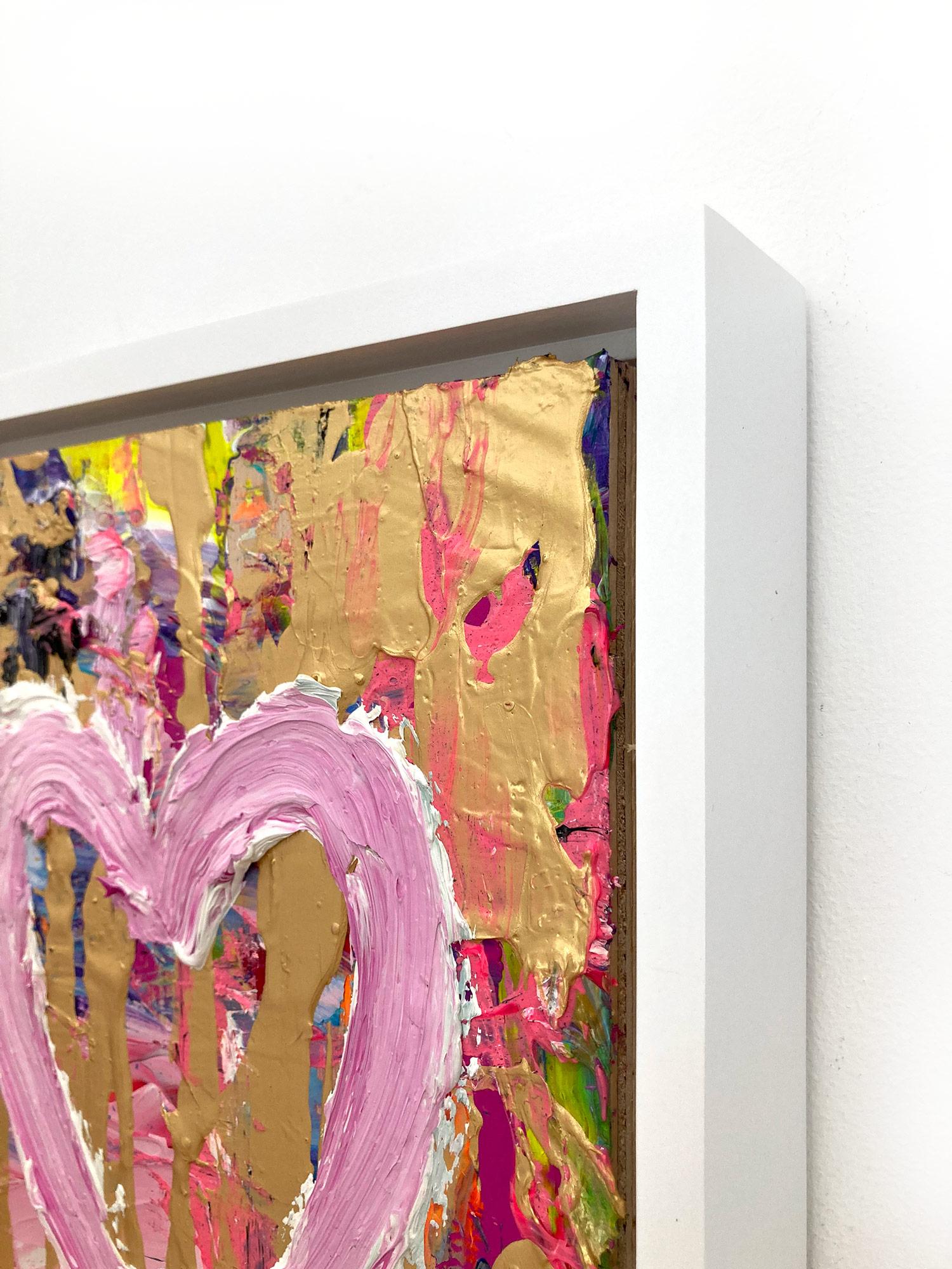 „My Candy Heart“ Buntes Pop-Art-Ölgemälde auf Holz mit weißem Floater-Rahmen im Angebot 4