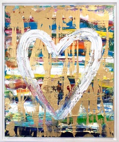 "My Candy Heart" Oil and Mixed Media with Gold Pop Painting on Canvas Framed