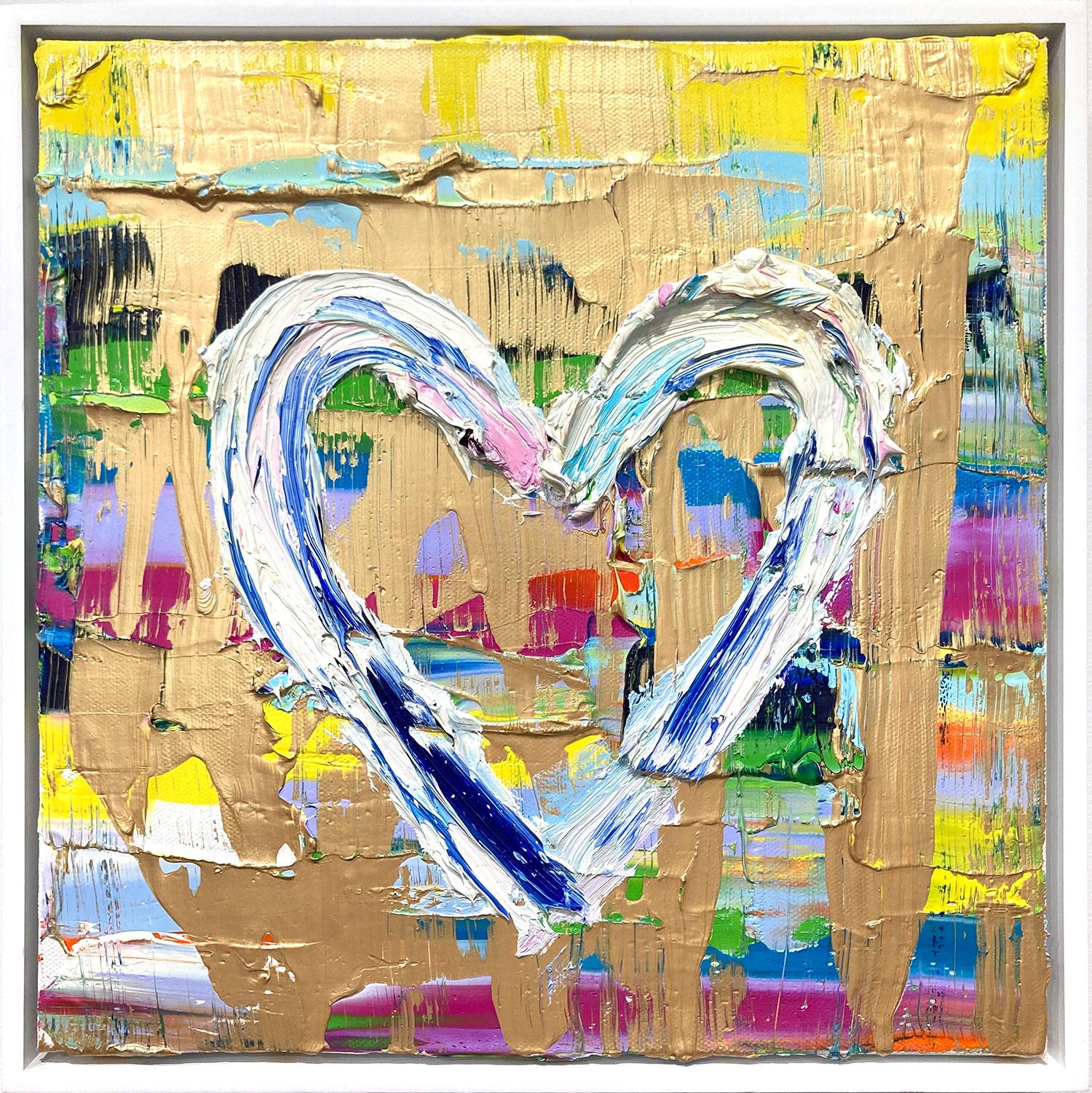 Cindy Shaoul Figurative Painting – "My Candy Heart" Multicolor Gold Zeitgenössische Ölgemälde auf Leinwand