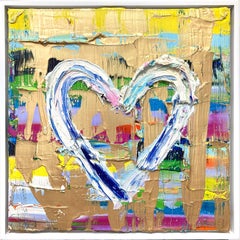 "My Candy Heart" Multicolor Gold Contemporary Oil Painting on Canvas