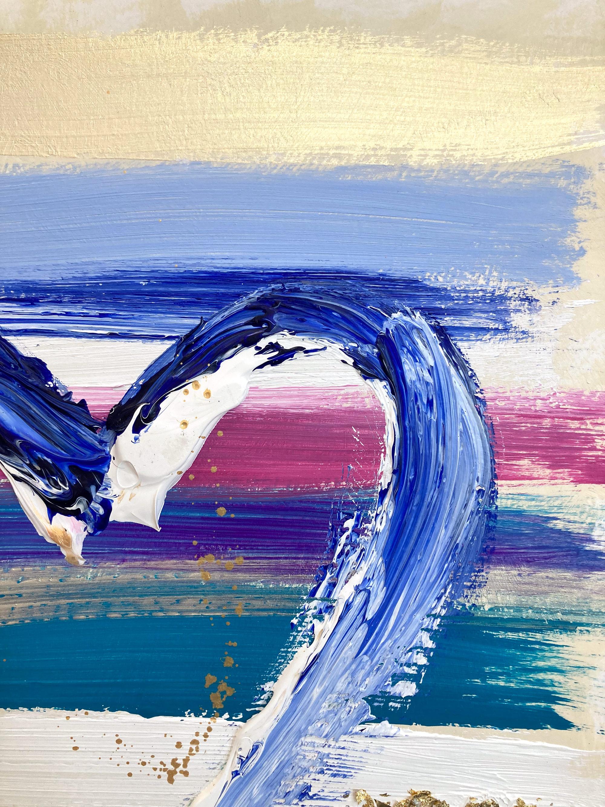 « My Charismatic Heart », peinture abstraite colorée à l'acrylique et à la feuille d'or sur papier - Contemporain Painting par Cindy Shaoul