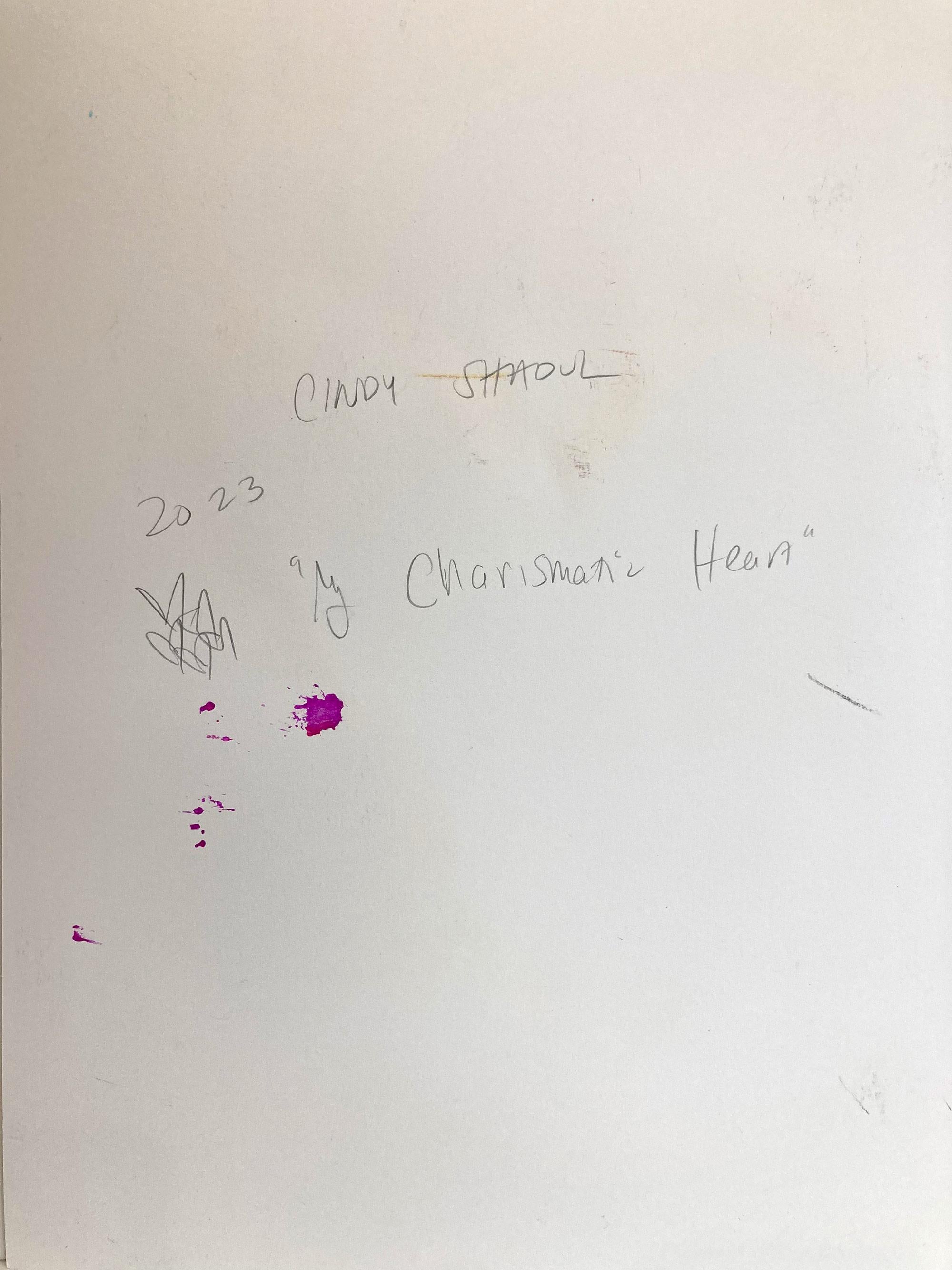« My Charismatic Heart », peinture abstraite colorée à l'acrylique et à la feuille d'or sur papier en vente 2