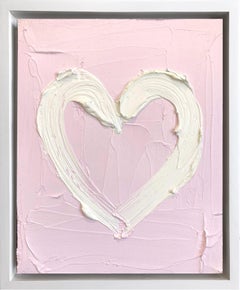 "Mi corazón en flor de cerezo" Pintura al óleo Pop Art sobre madera con marco flotante blanco