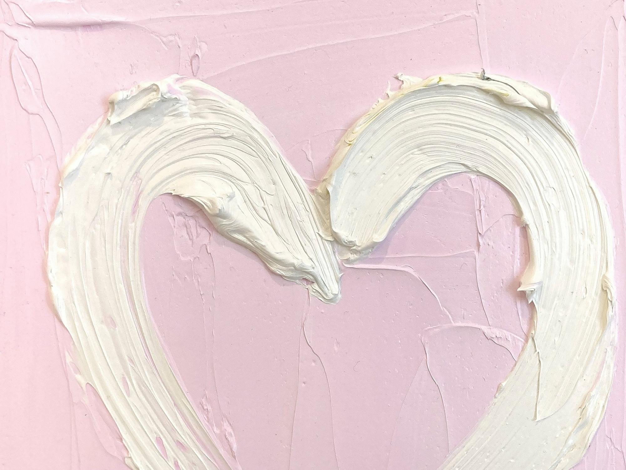 „My Cherry Blossom Heart“ Pop-Art-Ölgemälde auf Holz mit weißem Floater-Rahmen (Weiß), Figurative Painting, von Cindy Shaoul