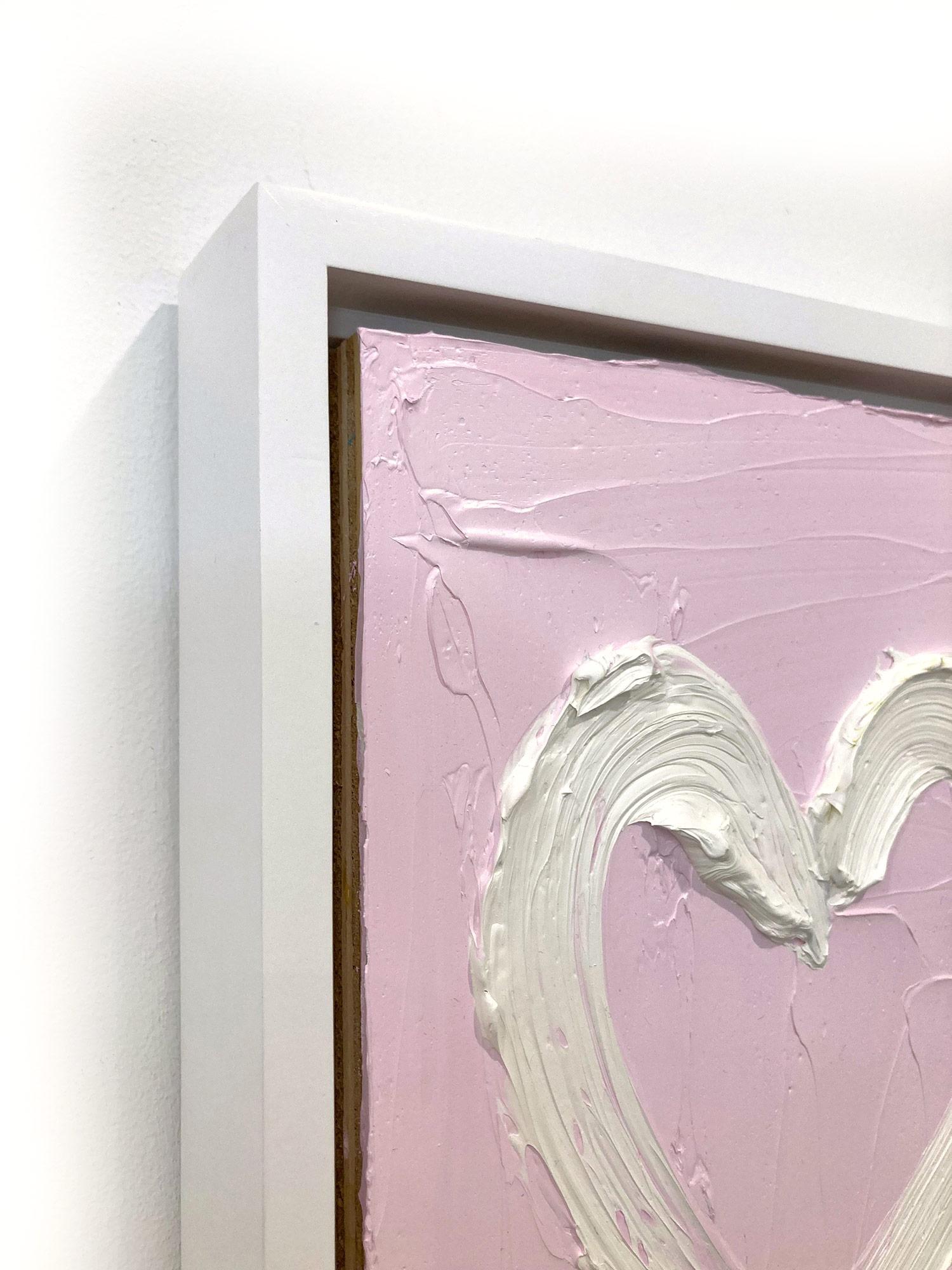 „My Cherry Blossom Heart“ Pop-Art-Ölgemälde auf Holz mit weißem Floater-Rahmen im Angebot 3