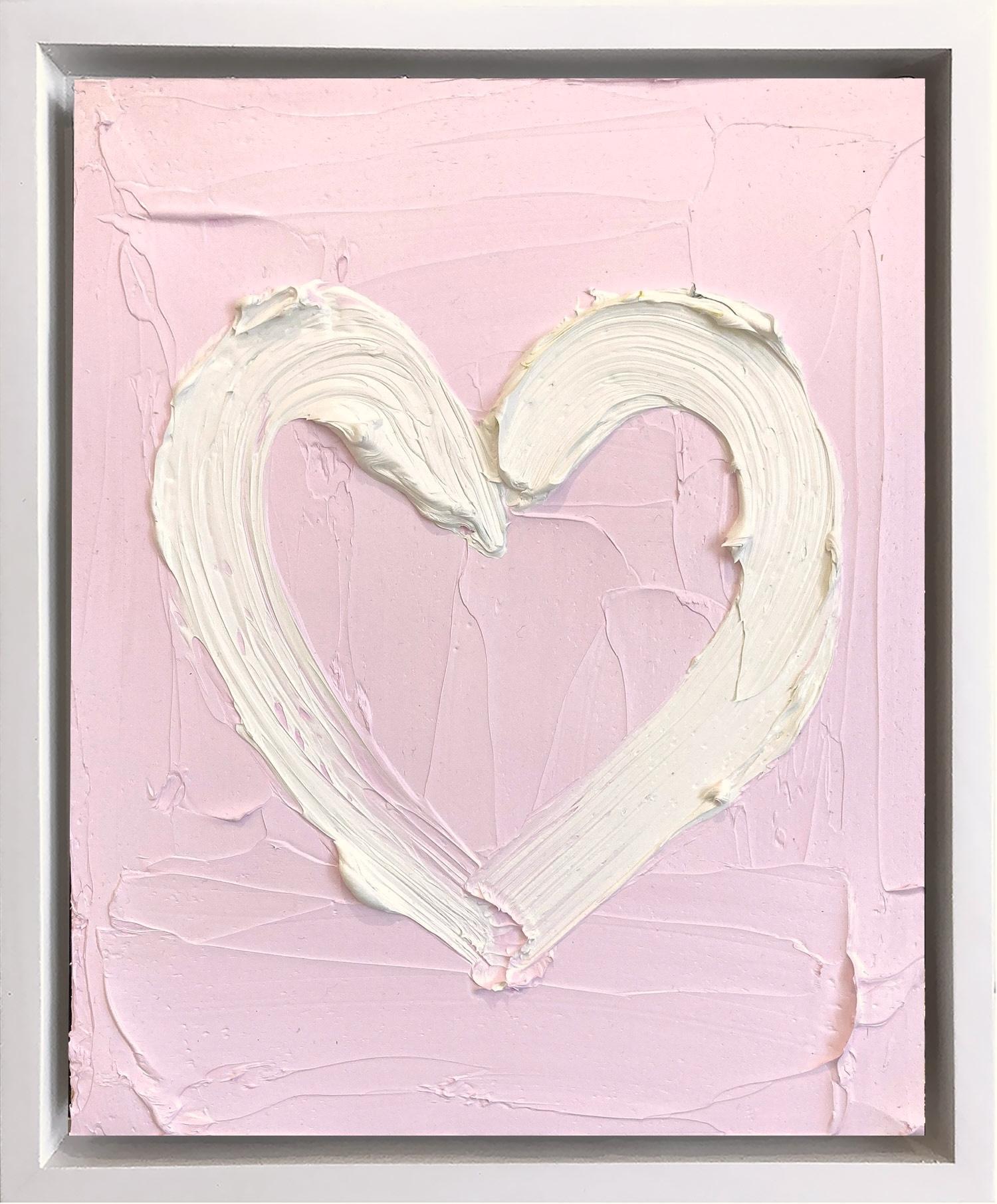 Cindy Shaoul Figurative Painting – „My Cherry Blossom Heart“ Pop-Art-Ölgemälde auf Holz mit weißem Floater-Rahmen