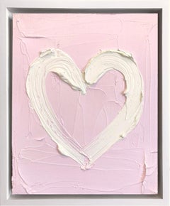 „My Cherry Blossom Heart“ Pop-Art-Ölgemälde auf Holz mit weißem Floater-Rahmen
