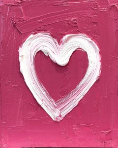 "My Cherry Lipstick Heart" Pop Art Oil Painting on Wood with White Floater Frame