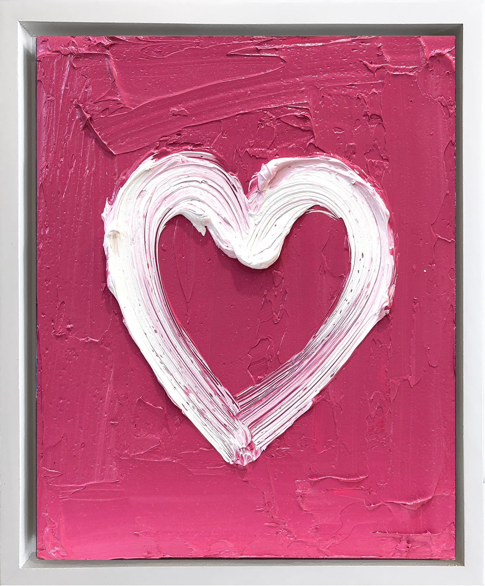 "My Cherry Lipstick Heart" Pop Art Oil Painting on Wood with White Floater Frame