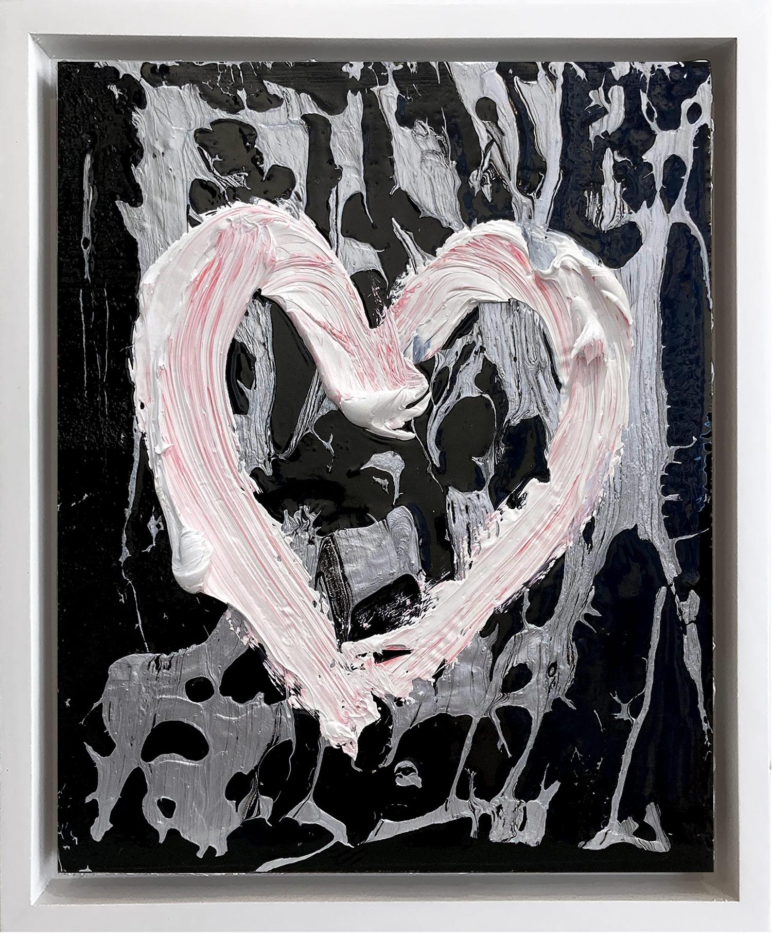 „My Christian Louboutin Heart“ Schwarzes Pop-Ölgemälde, Ölgemälde, Holz, weißer Rollkragenrahmen