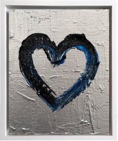 Used "My Paris at Night Heart" Contemporary Oil Painting on Wood White Floater Frame
