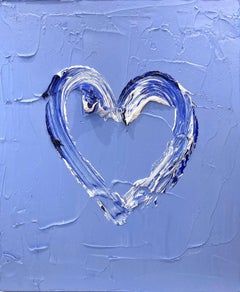 "My Blueberry Heart" Blue Contemporary Pop Oil Painting with Floater Frame