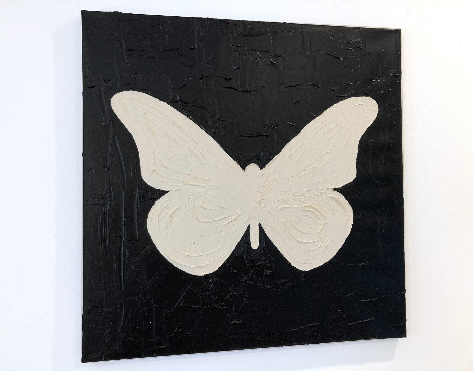 Motivated by bold color and fast brushwork, we are moved by the simplicity and thick textured oil paints in these works. Shaoul’s “My Butterfly Collection” is a vibrant and energetic display of transformation encapsulated in large canvases, leaving