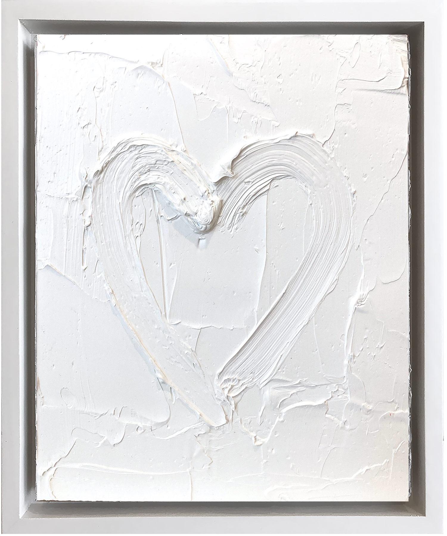 "My Cloud White Heart" Contemporary Oil Painting with Floater Frame 